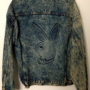 VTG RARE bunny jacket denim acid wash XL playboy